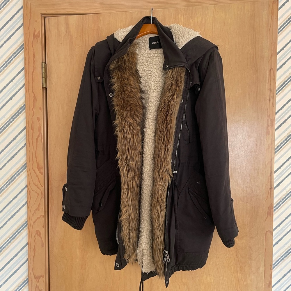 ASOS Parka In Cocoon Fit With Knitted Cuff